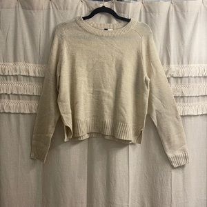 Oatmeal color cropped sweater top, long sleeves, size medium, great for fall